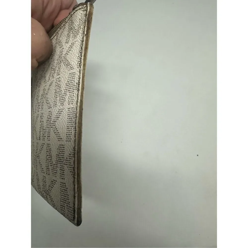 Michael Kors Fulton Vanilla Signature Large Zip Clutch Wristlet Purse See Notes